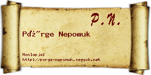 Pörge Nepomuk névjegykártya